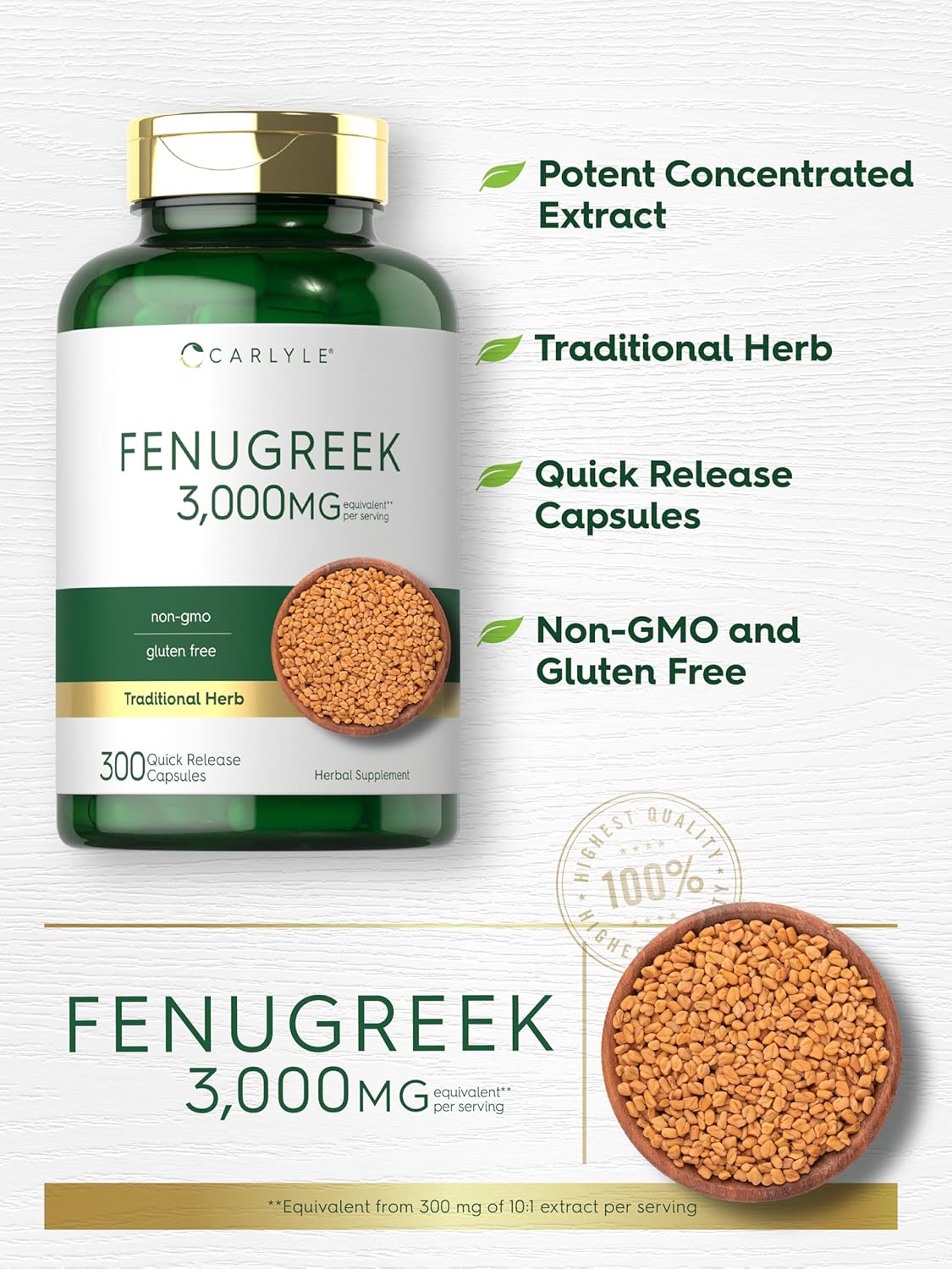 Fenugreek 3000mg | 300 Capsules