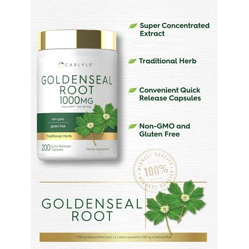 View 4 Product highlights graphic stating Super Concentrated Extract, Traditional Herb, Convenient Quick Release Capsules, Non-GMO, Gluten Free.