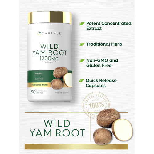 View 4 Product highlights graphic stating Potent Concentrated Extract, Traditional Herb, Non-GMO, Gluten Free, Quick Release Capsules.
