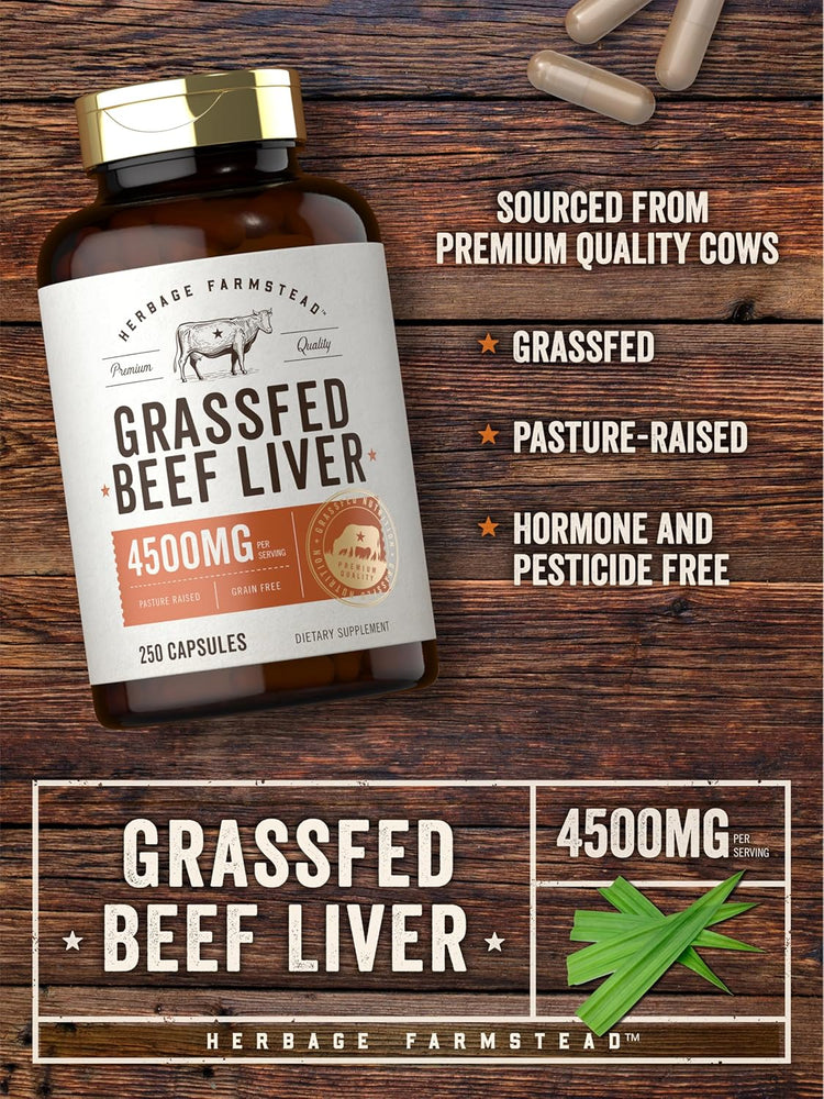 Grass Fed Beef Liver 4500mg per serving | 250 Capsules