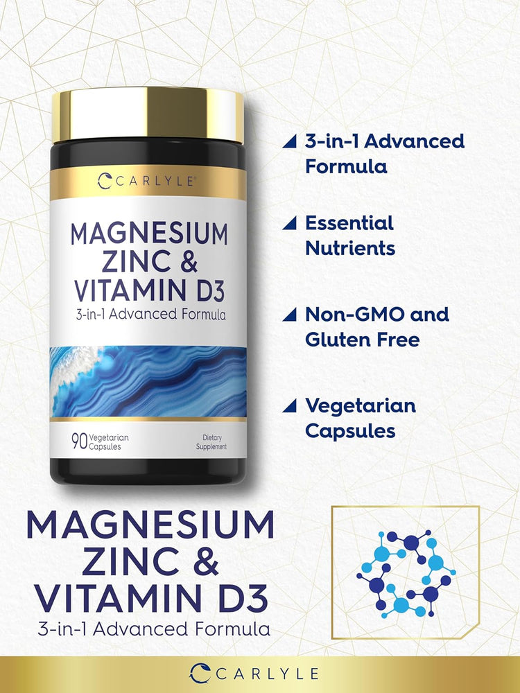 Magnesium Zinc and Vitamin D-3 | 90 Capsules
