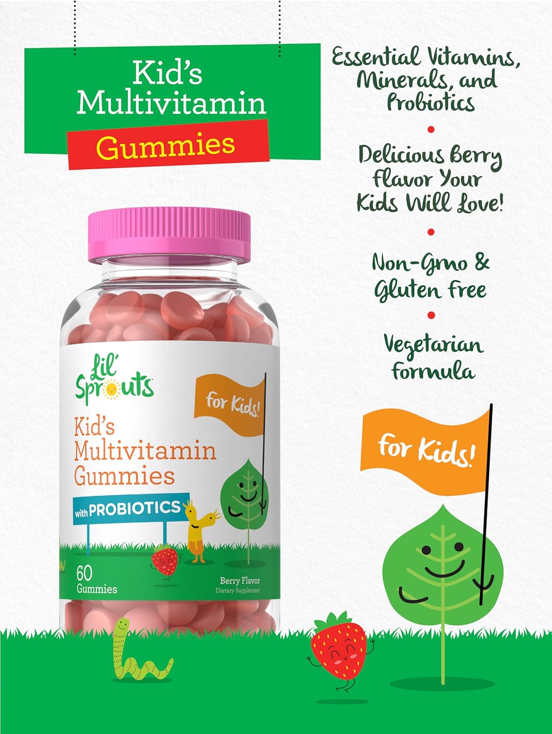 Multivitamin with Probiotics for Kids | 60 Gummies