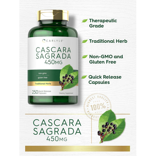 View 4 Product highlights graphic stating Therapeutic Grade, Traditional Herb, Non-GMO, Gluten Free, Quick Release Capsules.