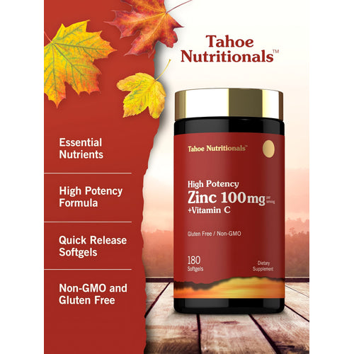 View 4 Product highlights graphic stating Essential Nutrients, High Potency Formula, Quick Release Softgels, Non-GMO and Gluten Free