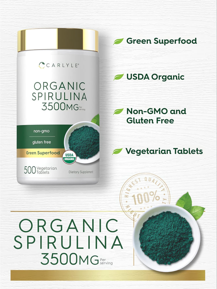Espirulina Orgánica 3500mg por porción | 500 Comprimidos