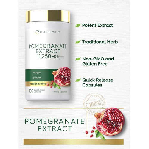View 4 Product highlights graphic stating Potent Extract, Traditional Herb, Non-GMO and Gluten Free, Quick Release Capsules.