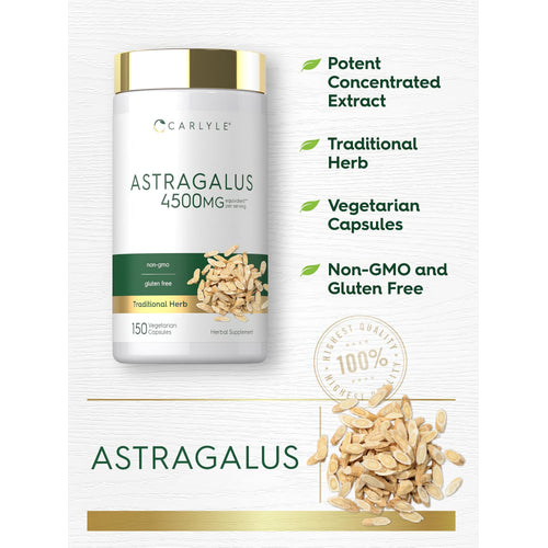 View 4 Carlyle Astragalus 4500mg, 150 Veg Capsules. Potent Extract, Non-GMO, Gluten Free, Traditional Herb, Highest Quality.