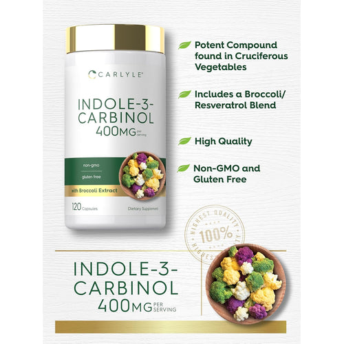 View 4 Indol-3-Carbinol 400 mg por porción | 120 Cápsulas