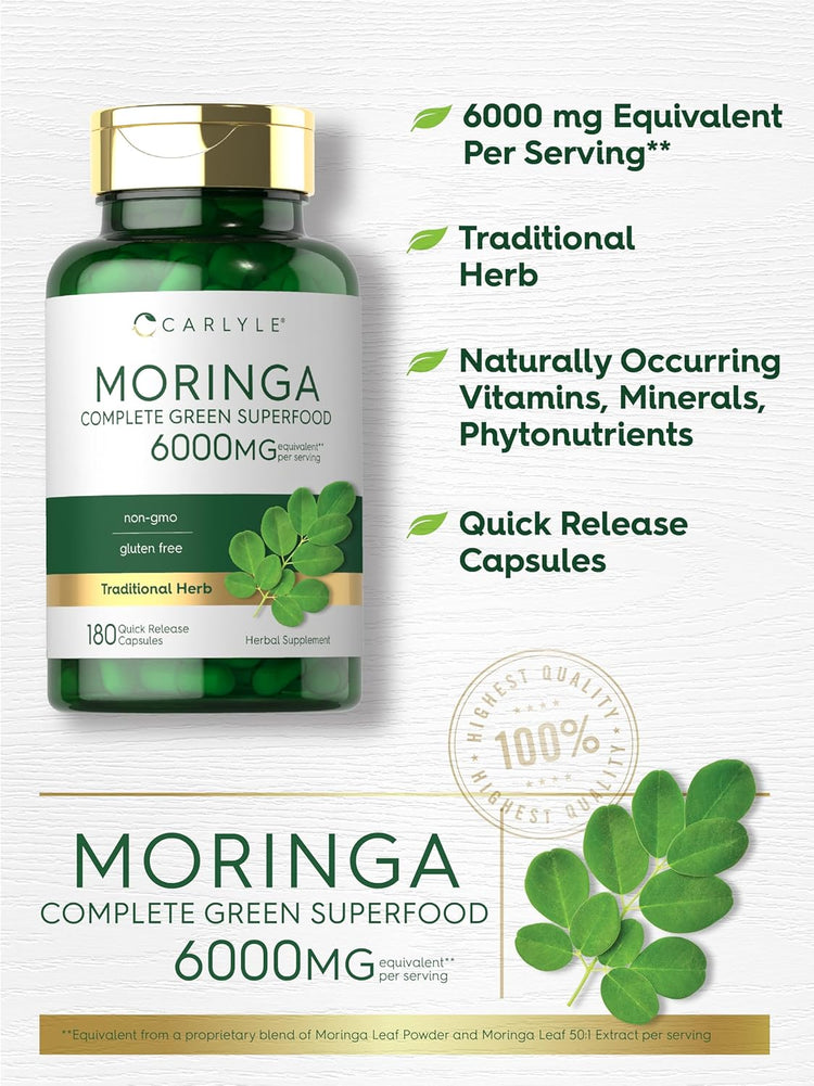 Moringa Oleifera 6000mg por porción | 180 Cápsulas