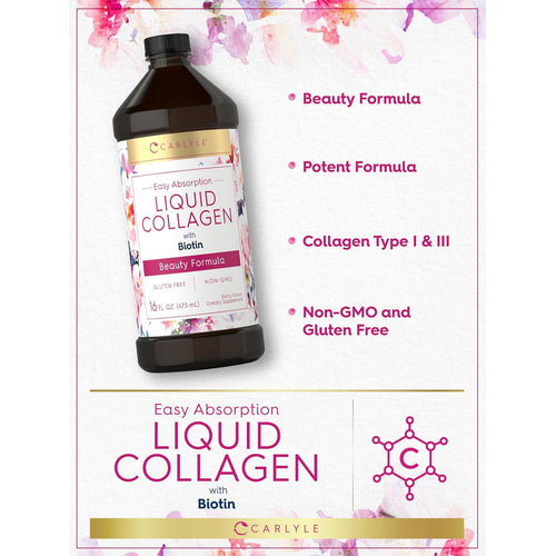 View 4 Product highlights graphic stating Beauty Formula, Potent Formula, Collagen Type I & III, Non-GMO and Gluten Free.