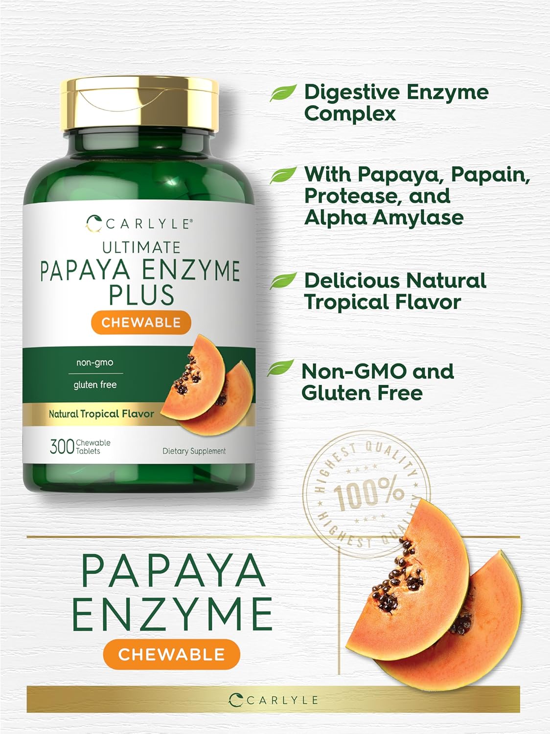 Papaya Enzyme | 300 Chewable Tablets