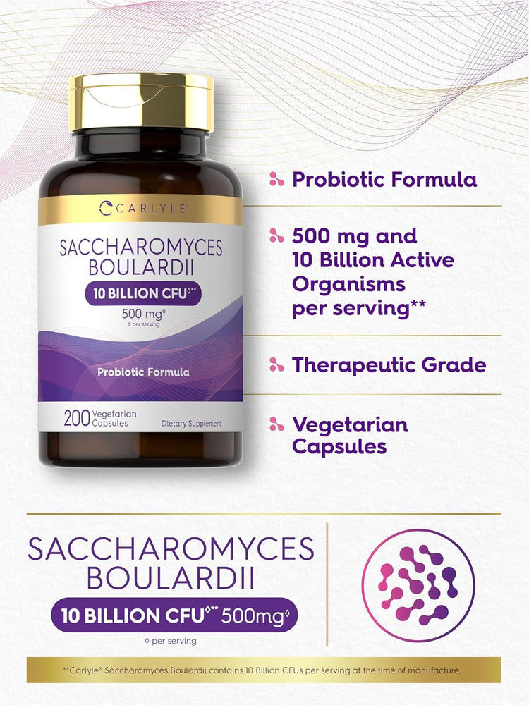 Probiotic Saccharomyces Boulardii 10 Billion CFUs per serving | 200 Capsules