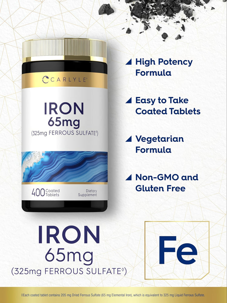 Sulfato Ferroso de Hierro 65 mg | 400 Tabletas