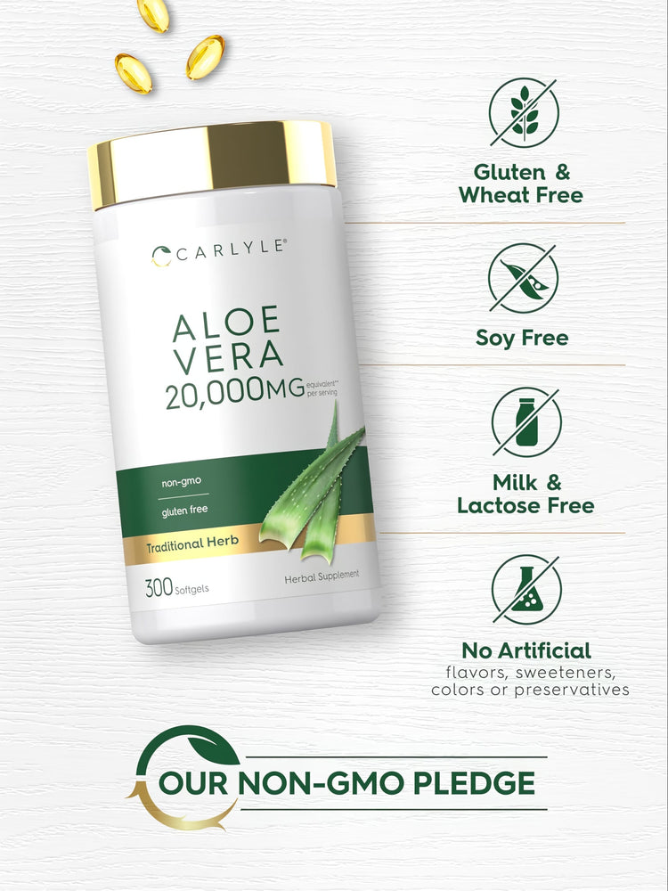 Aloe Vera bottle: Gluten & Wheat Free, Soy Free, Milk & Lactose Free, No Artificial flavors, sweeteners, colors, or preservatives.