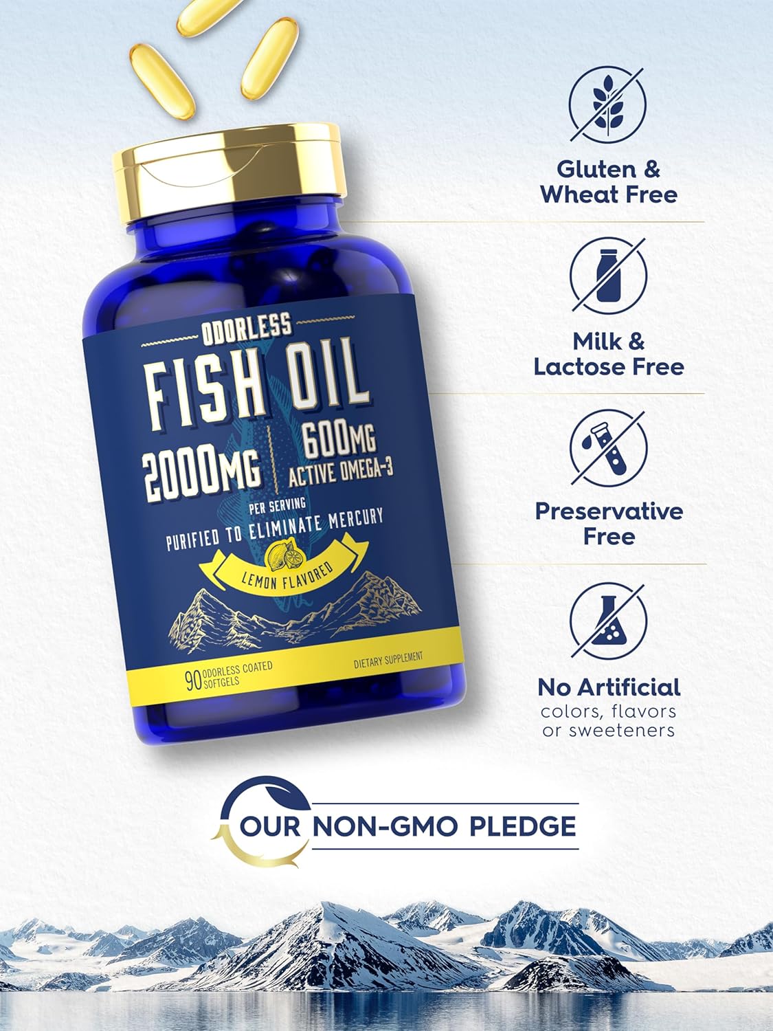 Fish Oil 2000mg | 90 Odorless Softgels