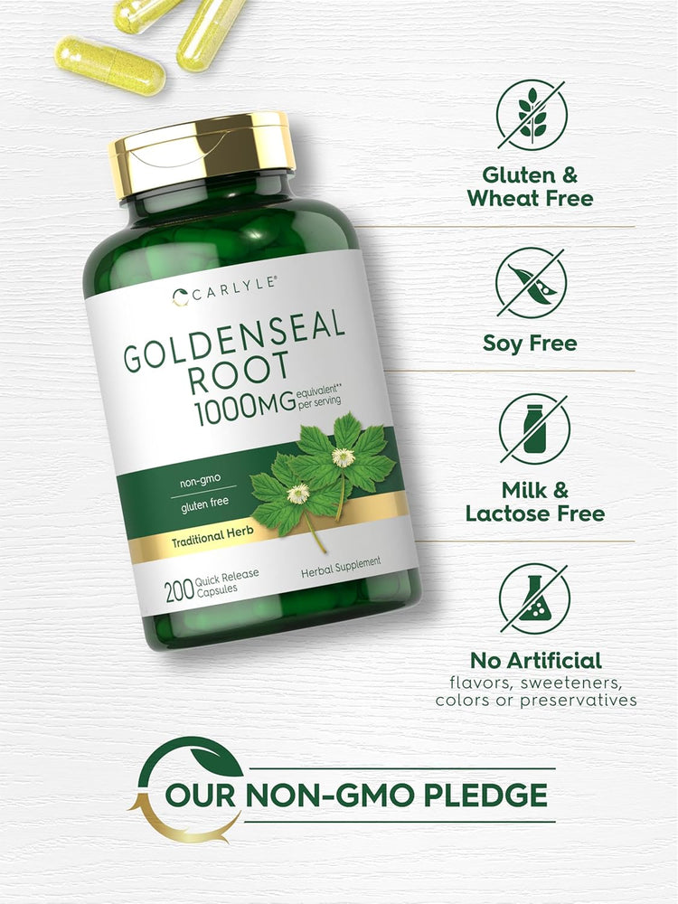 Raiz de Goldenseal 1000mg por porção | 200 Cápsulas