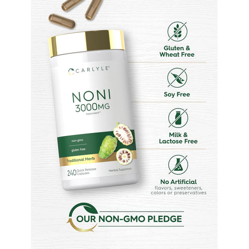View 5 Noni bottle: Gluten & Wheat Free, Soy Free, Milk & Lactose Free, No Artificial Flavors/Sweeteners/Colors/Preservatives, Non-GMO