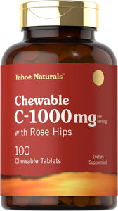 Vitamin C 1000mg | 100 Chewable Tablets | Natural Orange Flavor
