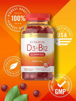Load image into Gallery viewer, Vitamin D3 + B12 Complex Gummies | Strawberry Flavor | 90 Count
