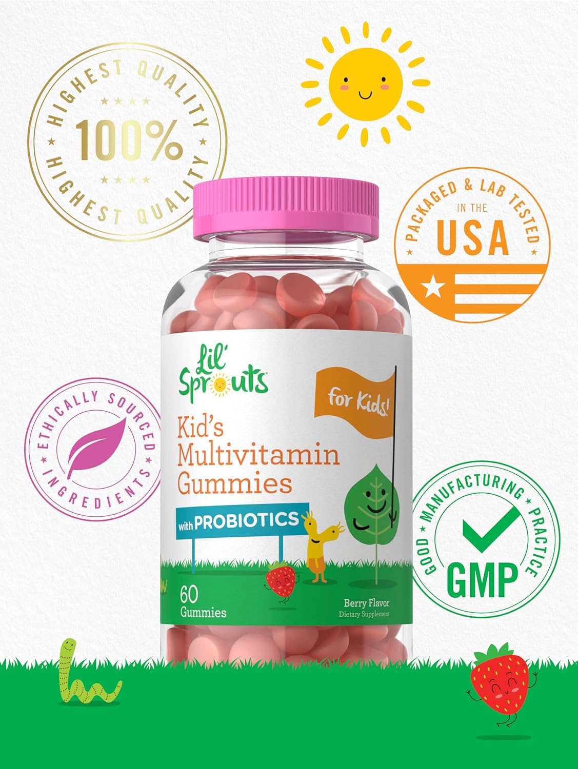 Multivitamin with Probiotics for Kids | 60 Gummies