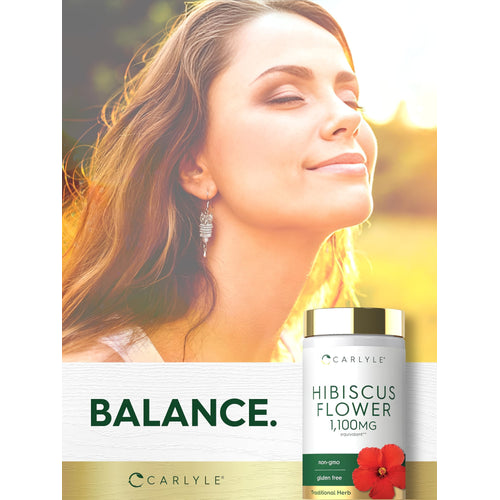 View 6 A young woman enjoys the sunshine while sitting next to a Carlyle Hibiscus Flower supplement.
