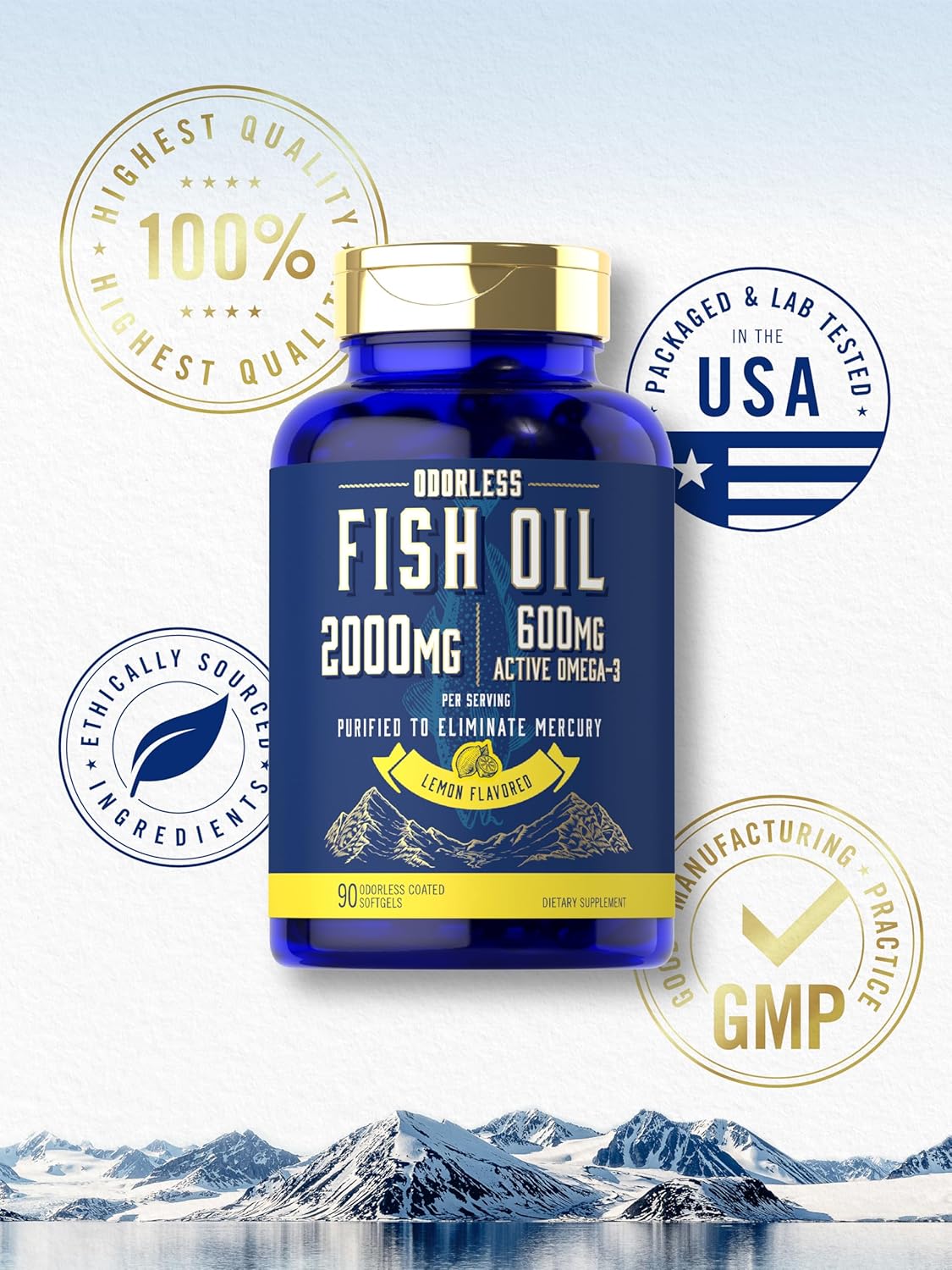 Fish Oil 2000mg | 90 Odorless Softgels