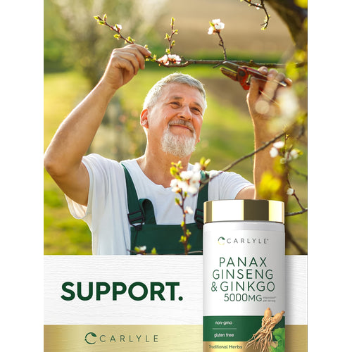 View 6 Carlyle Panax Ginseng and Ginkgo 5000mg equivalent per serving, 120 veggie capsules.