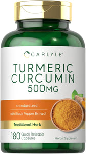 Turmeric Curcumin with Bioperine 500mg | 180 Capsules