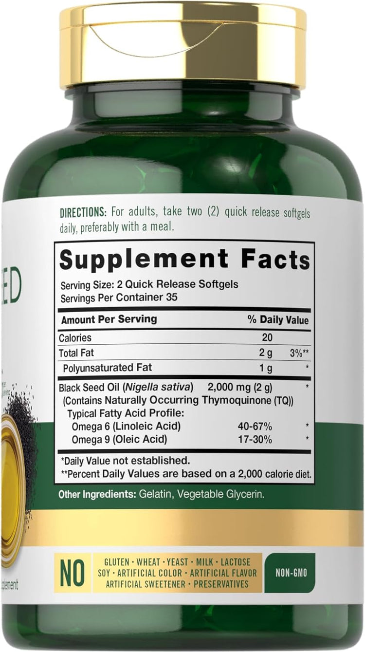 Black Seed Oil 2000mg per serving | 70 Softgels