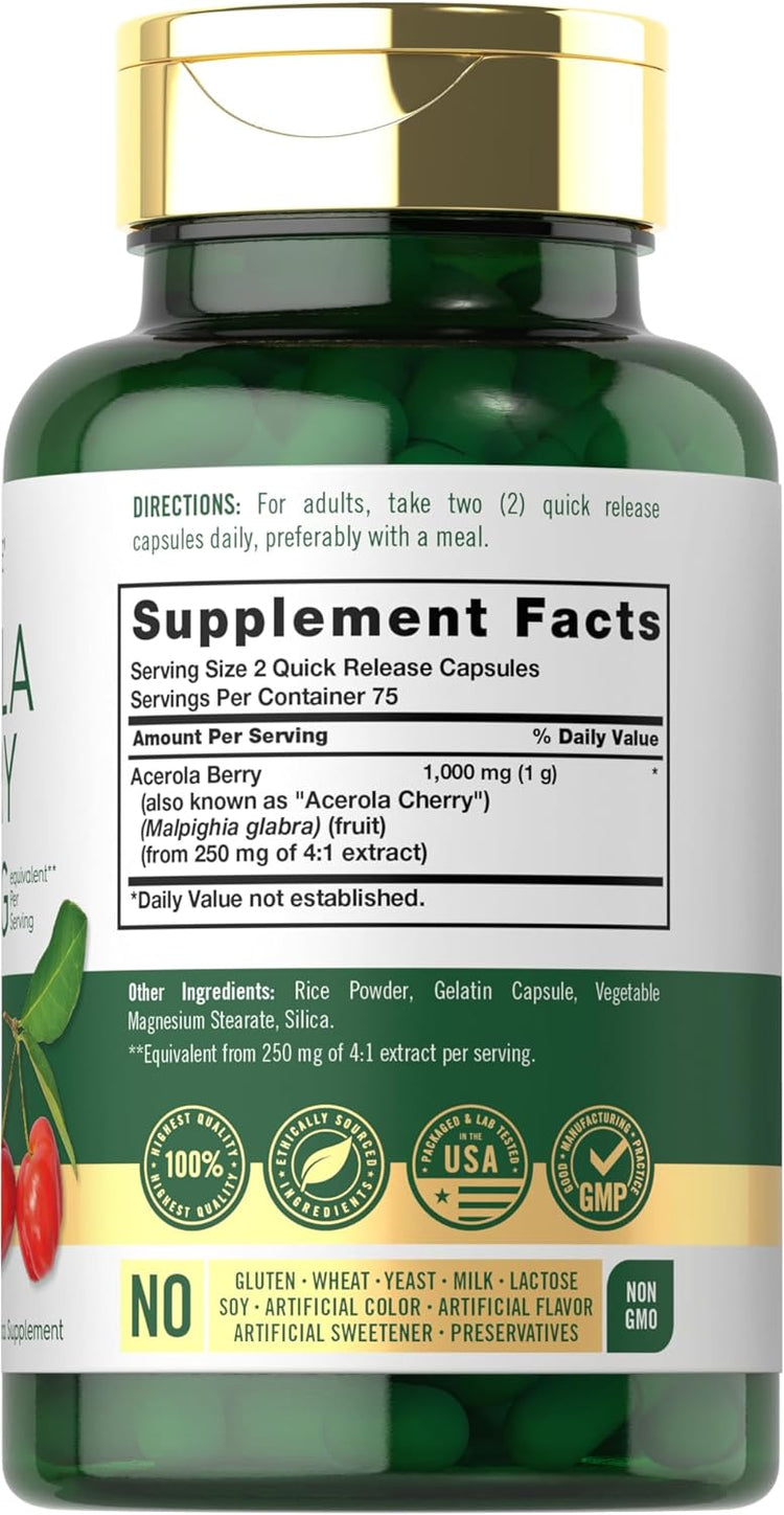 Cereja Acerola 1000mg por porção | 150 Cápsulas