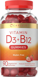 Vitamin D3 + B12 Complex Gummies | Strawberry Flavor | 90 Count