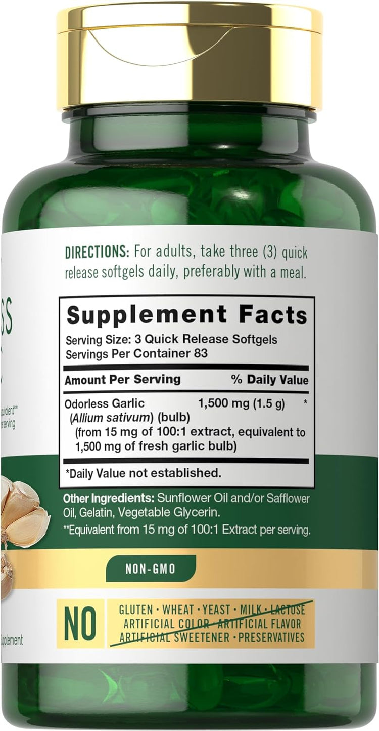 Odorless Garlic 1500mg per serving | 250 Softgels