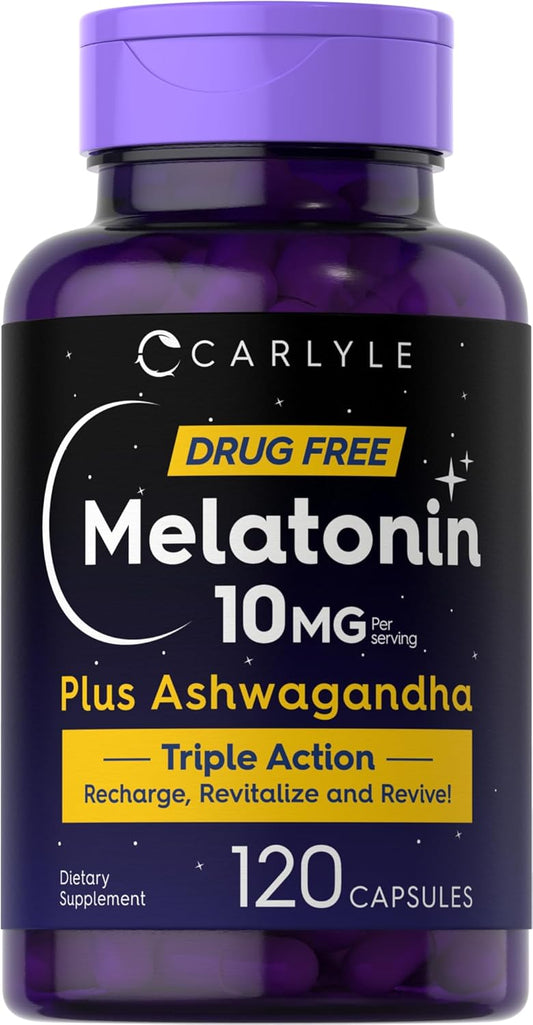 Mélatonine 10mg par portion avec Ashwagandha | 120 Capsules