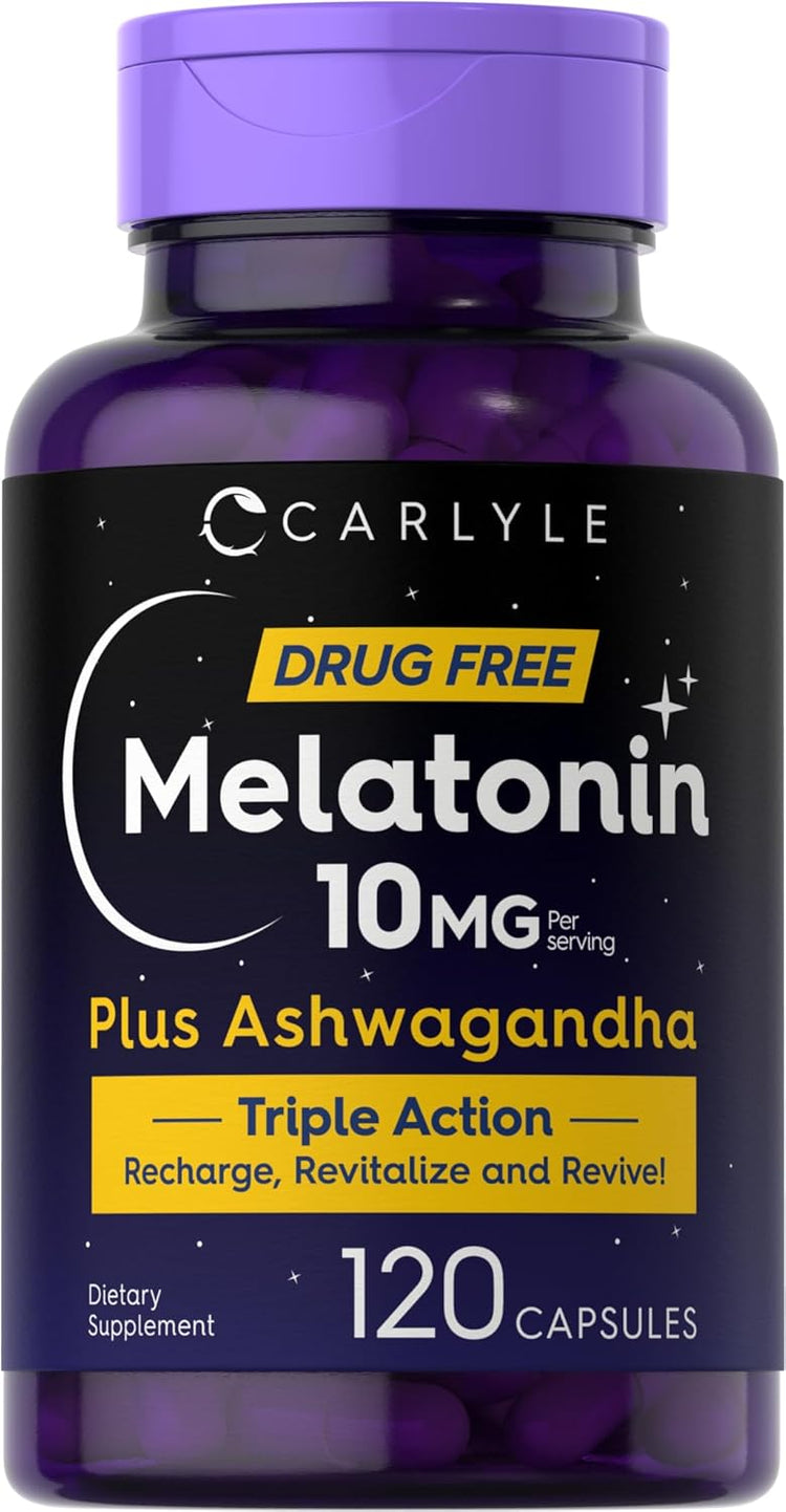 Melatonina 10mg por porción con Ashwagandha | 120 Cápsulas