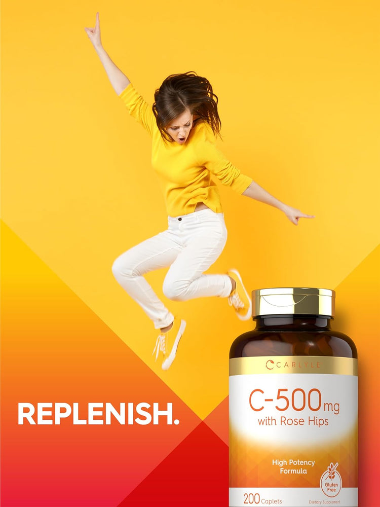 Vitamina C 500mg per dose con Rosa Canina | 200 Compresse