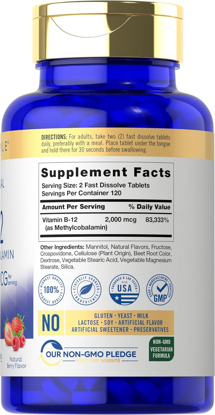 Vitamine B-12 2000 mcg par portion | 240 Comprimés