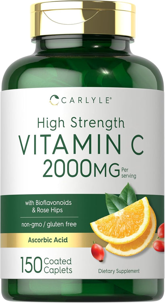 Vitamine C 2000mg par portion avec Cynorrhodons & Bioflavonoïdes | 150 Caplets