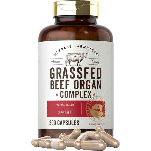 View 12 Organes de Bœuf Nourri à l'Herbe 650mg | 200 Capsules