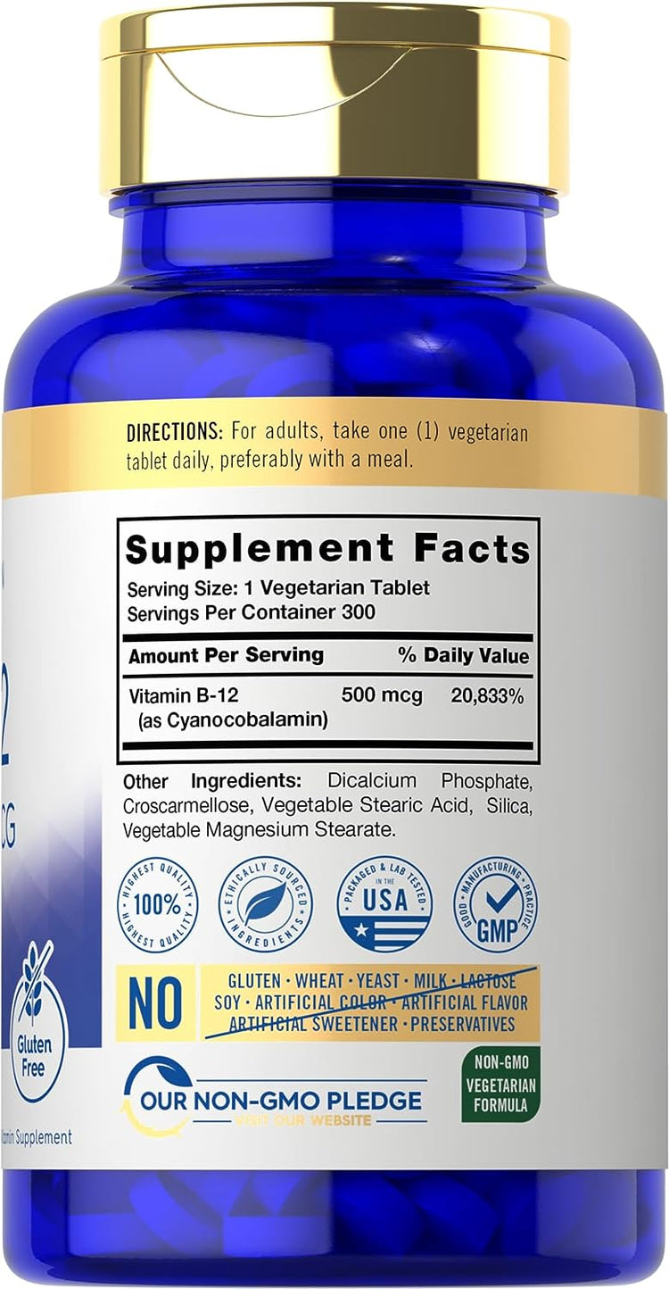 Vitamina B-12 500mcg | 300 Tabletas