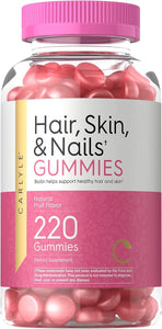 Hair, Skin and Nails Gummies with Biotin | Natural Fruit Flavor | 220 Gummies