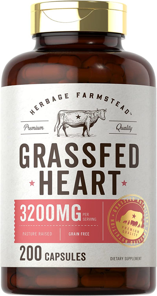 Grass Fed Beef Heart 3200mg per serving | 200 Capsules