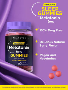 Melatonin 6mg Gummies | Natural Berry Flavor | 60 Gummies