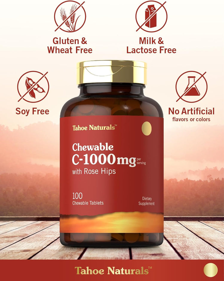 Vitamine C 1000mg par portion | 100 Comprimés à Croquer