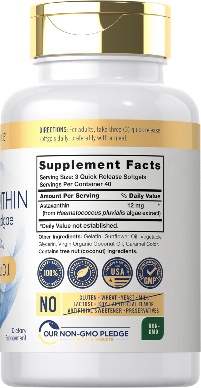 Astaxanthin 12mg with Coconut Oil | 120 Softgels