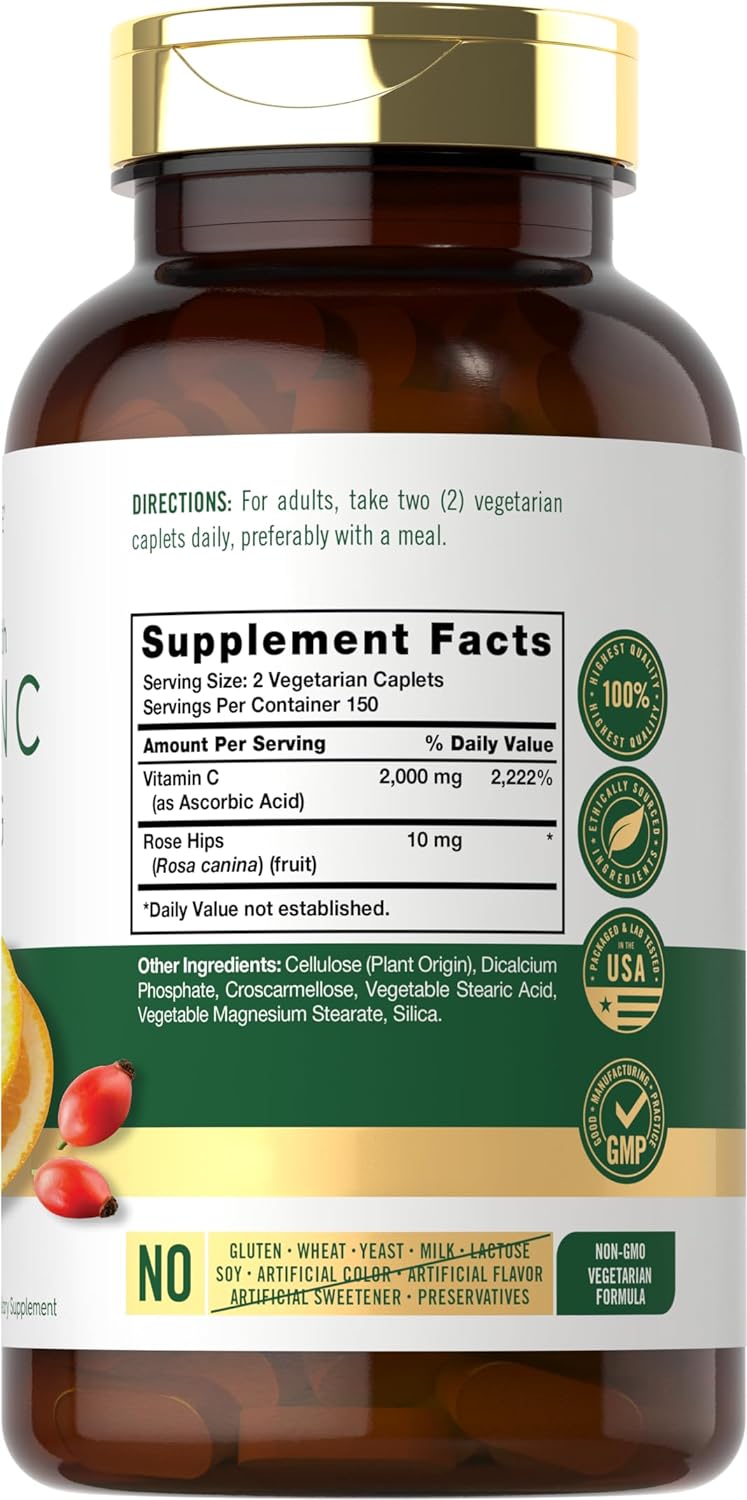 Vitamina C 1000 mg por porción con Escaramujo | 300 Tabletas