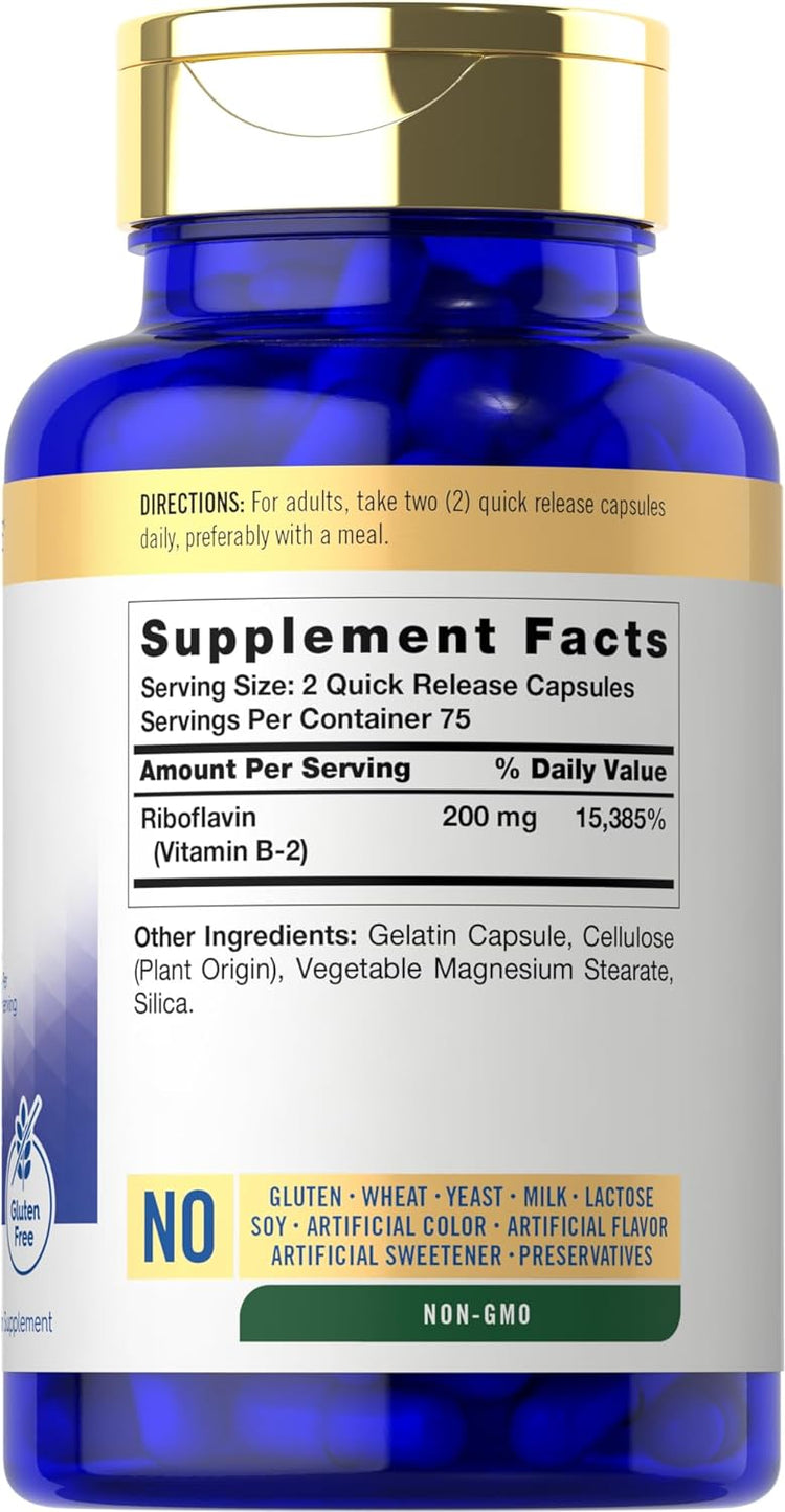 Vitamin B-2 200mg per serving | 150 Capsules