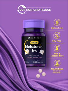 Kids Melatonin 1mg | 120 Chewable Tablets | Natural Fruit Flavor