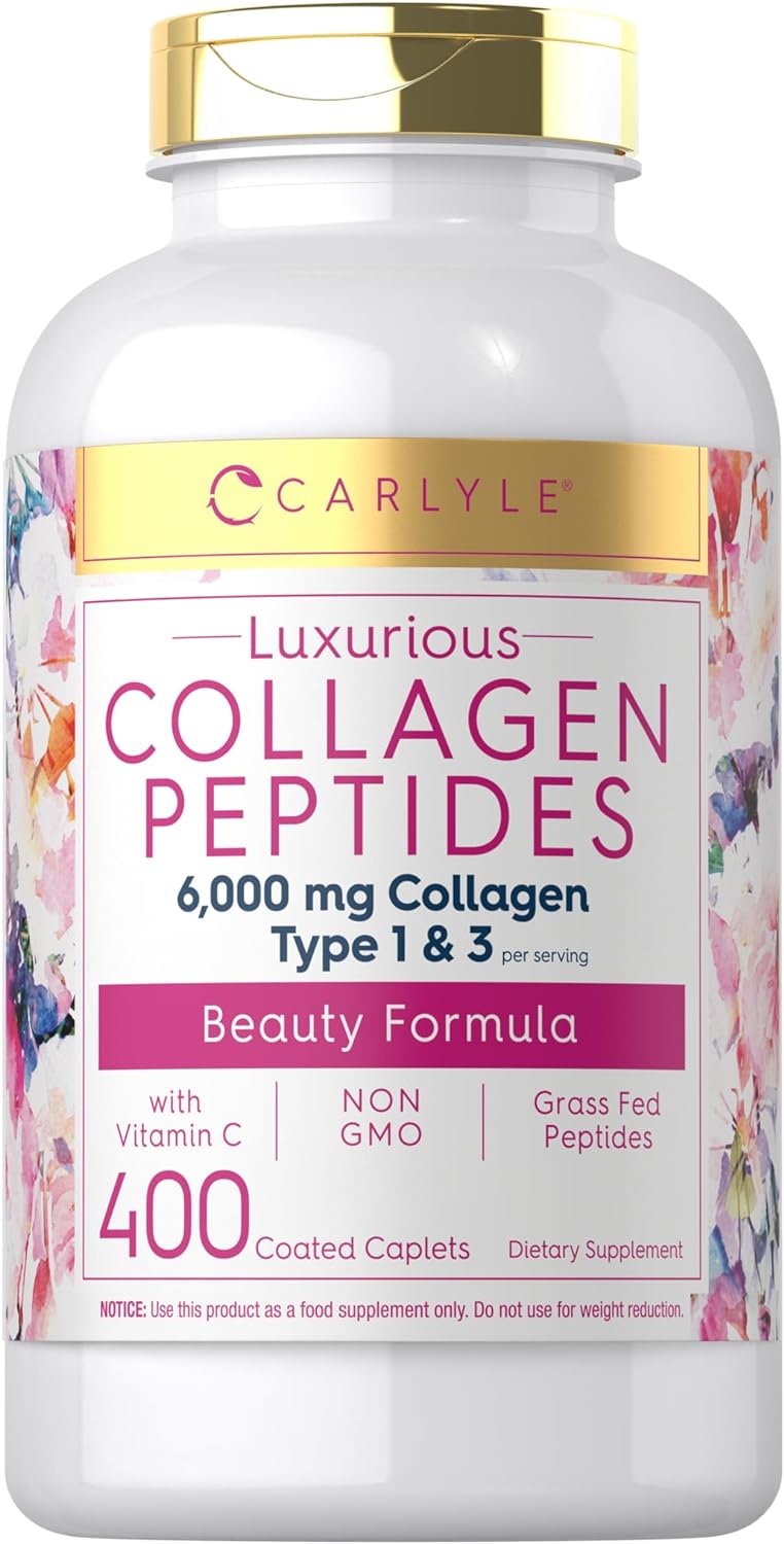 Collagen Peptides 6000 mg With Vitamin C | Type 1 and 3 | 400 Caplets