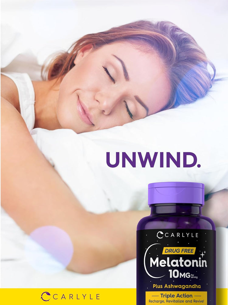 Melatonin 10mg pro Portion mit Ashwagandha | 120 Kapseln