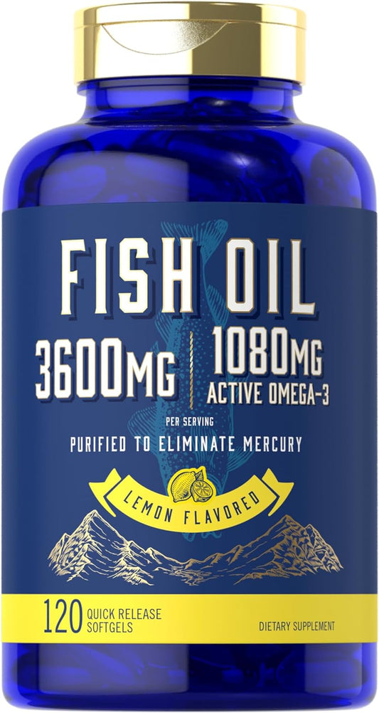 Fischöl 3600mg mit Omega-3 1080mg pro Portion | 120 Weichkapseln